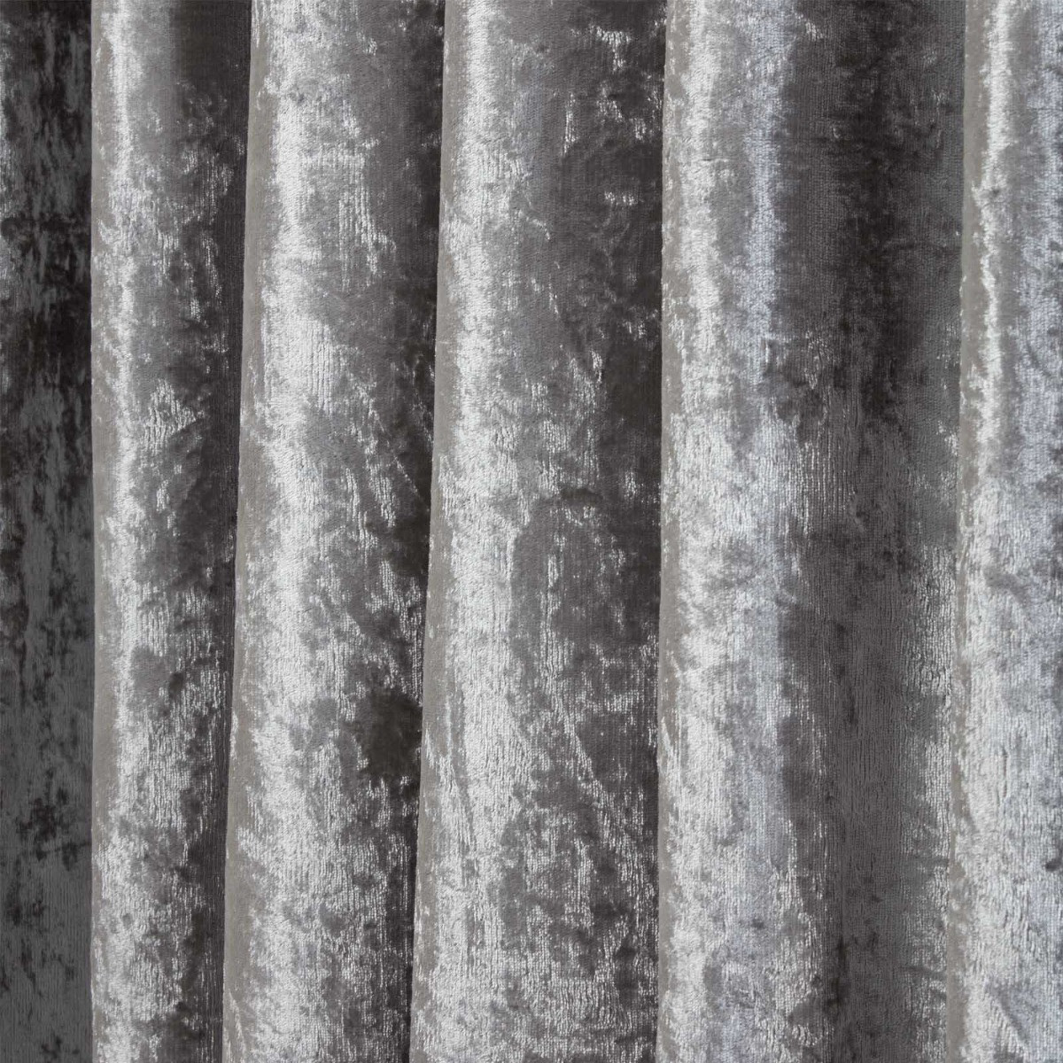 OHS Crushed Velvet Pencil Pleat Curtains, Silver - 66 x 54>
