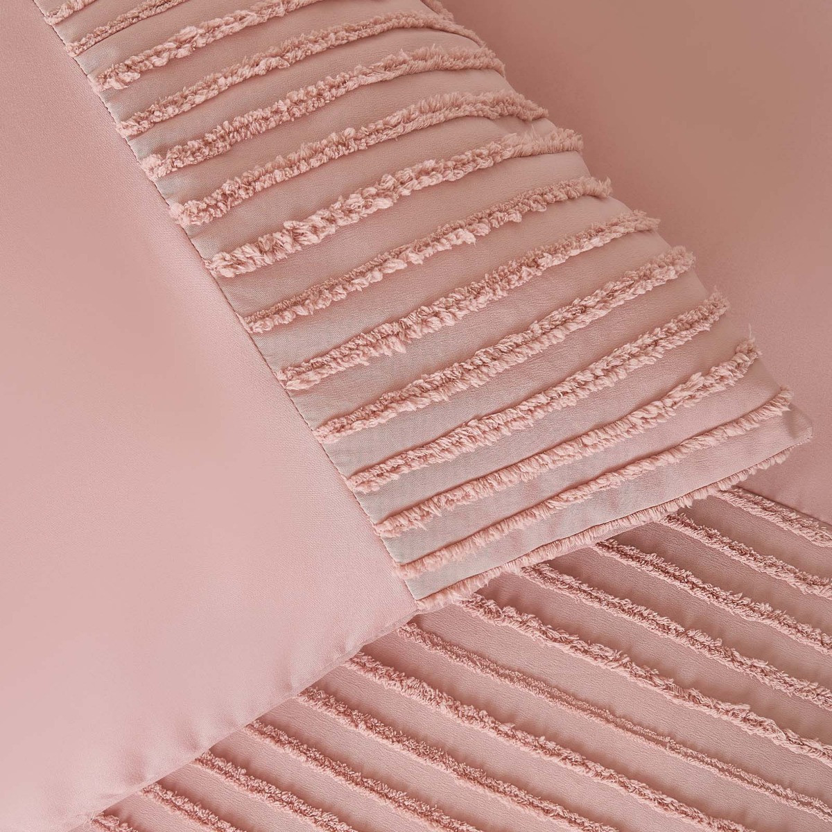 Sienna Tufted Stripe Panel Duvet Set - Blush>