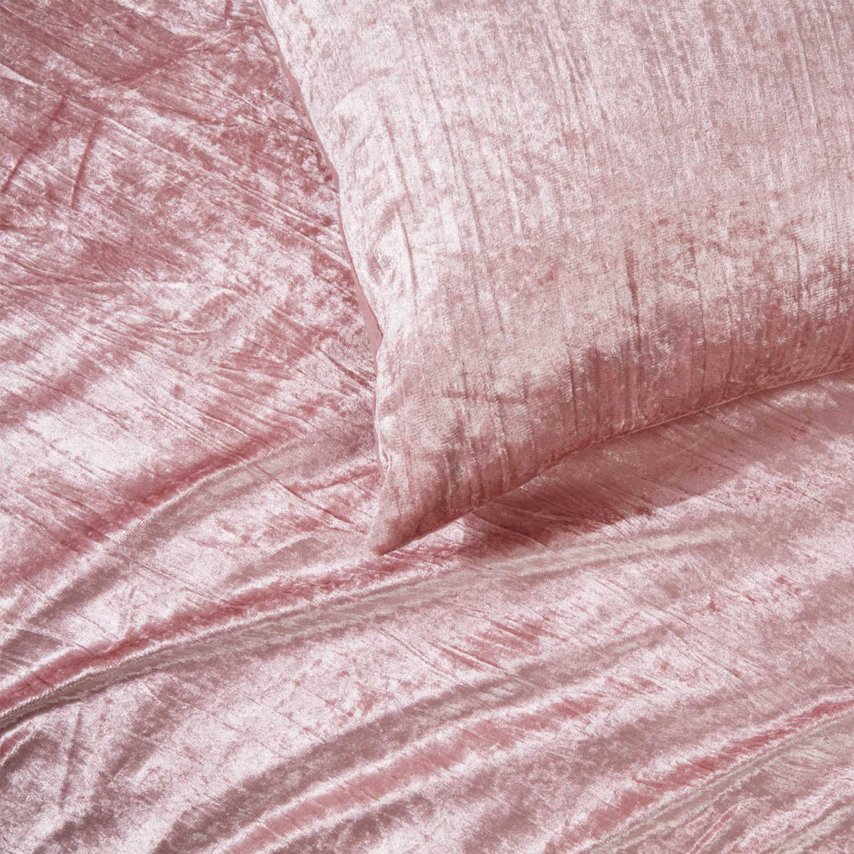 OHS Valencia Crushed Velvet Duvet Set - Blush>