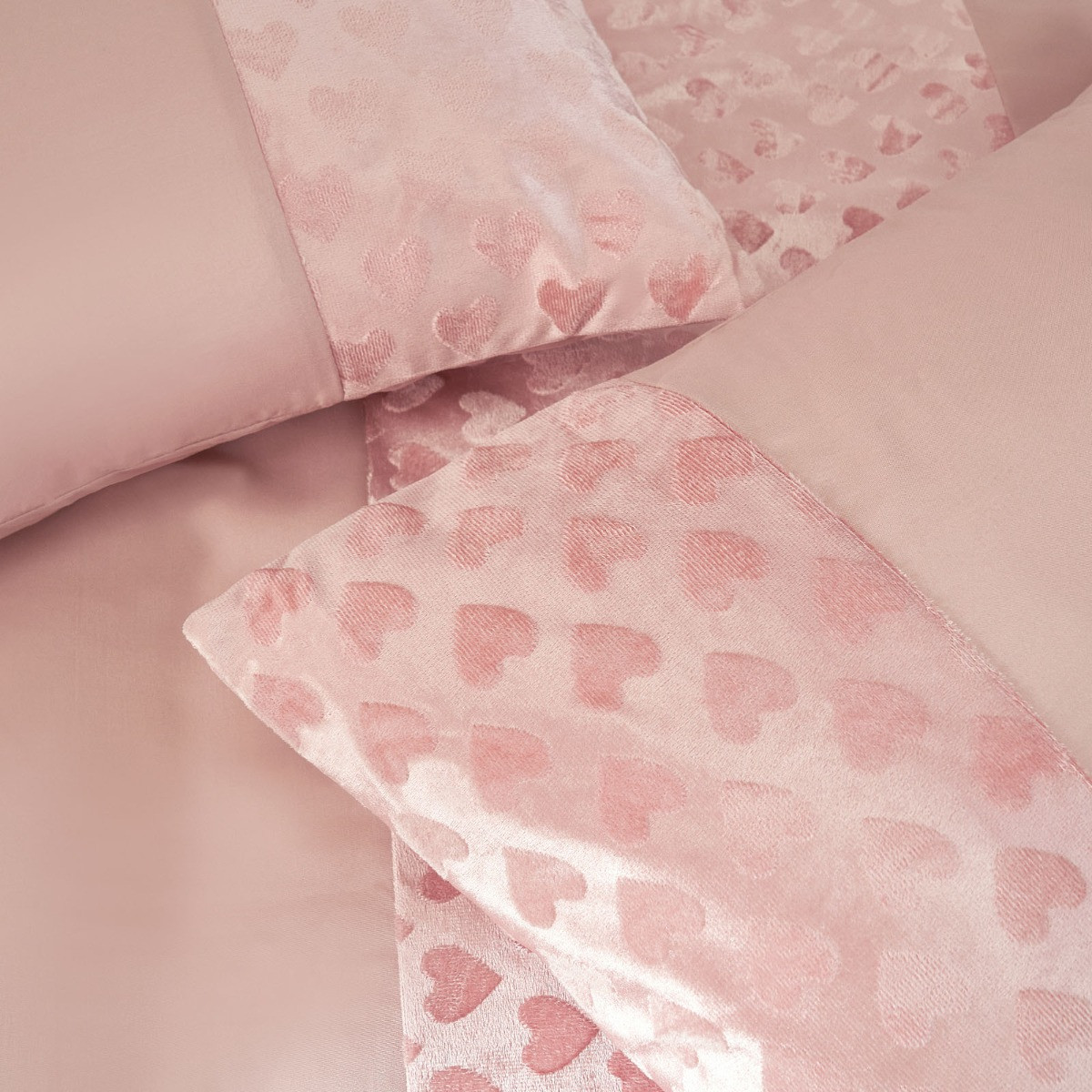 Sienna Embossed Velvet Heart Panel Duvet Cover Set - Blush>