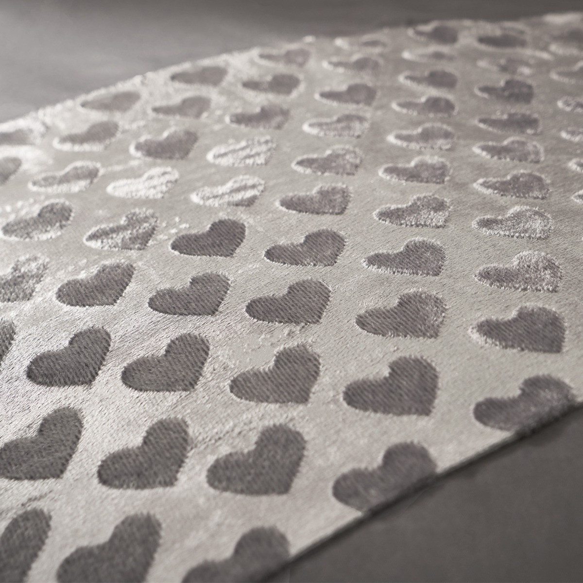 Sienna Embossed Velvet Heart Panel Duvet Cover Set - Silver>