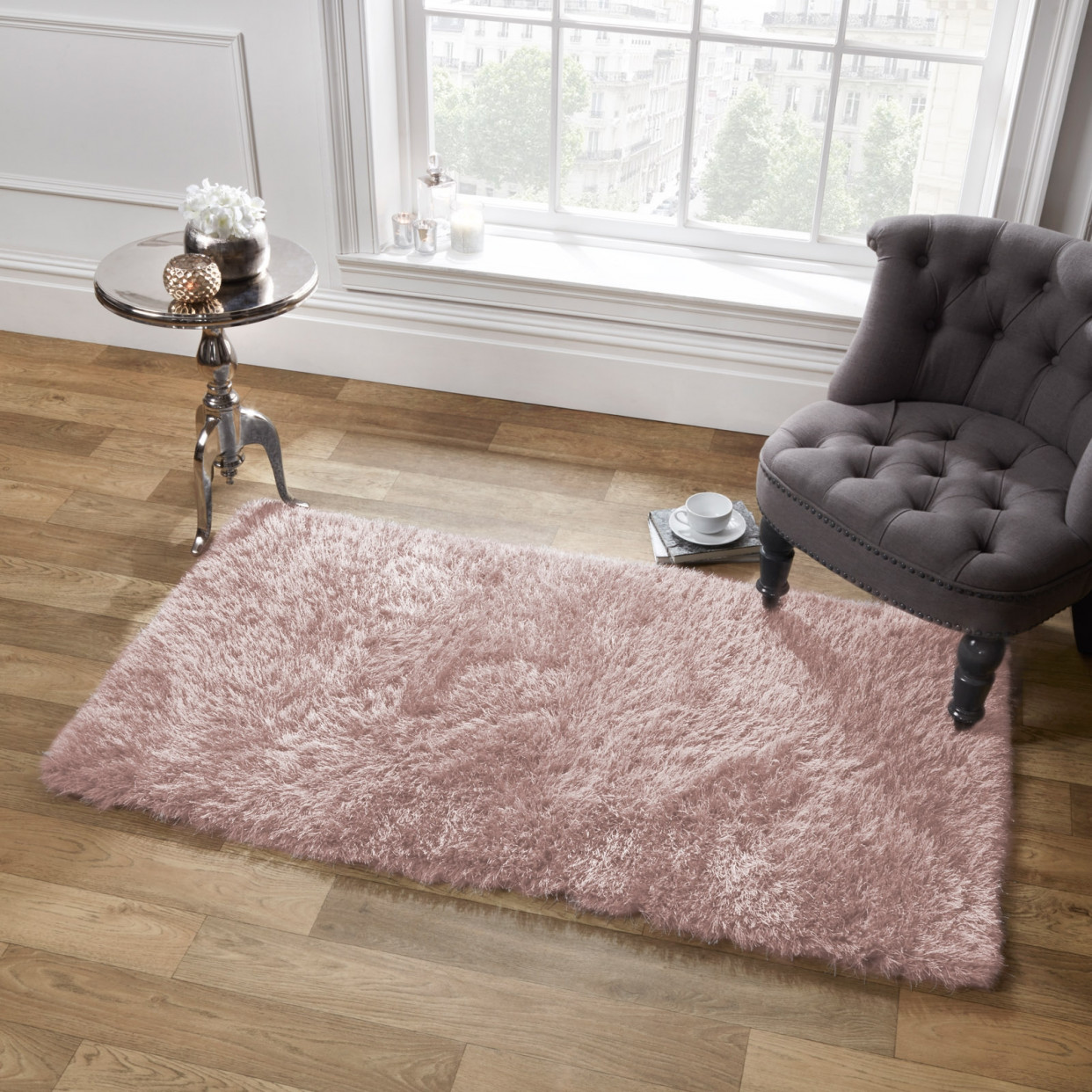 OHS Shaggy Rug 5cm Pile - Blush Pink>