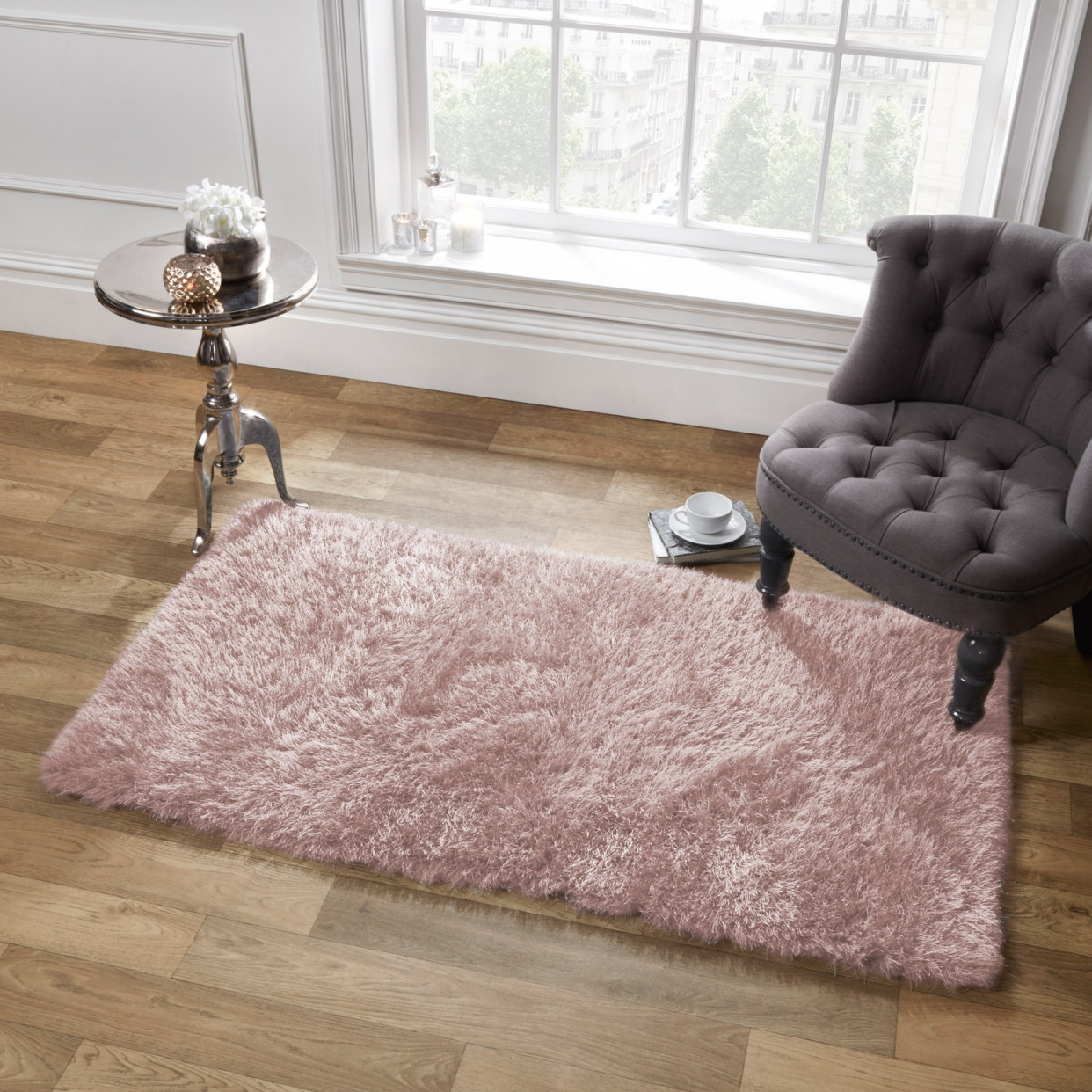 Sienna Large Shaggy Soft Floor Rug 5cm Pile, Blush Pink - 160 x 230cm>
