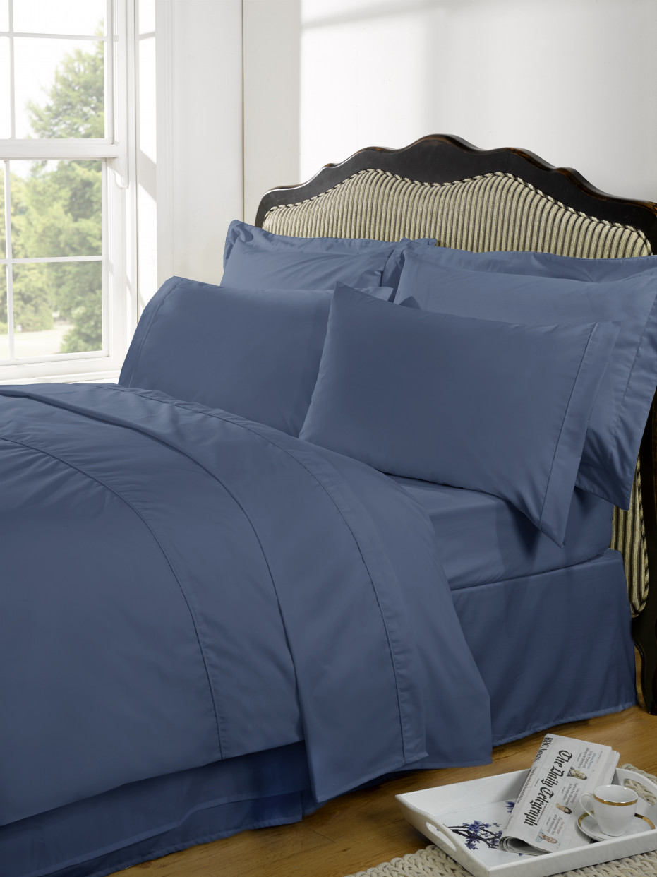 Highams 100% Egyptian Cotton Plain Dye Housewife Pillowcase 230TC - Steel Blue>