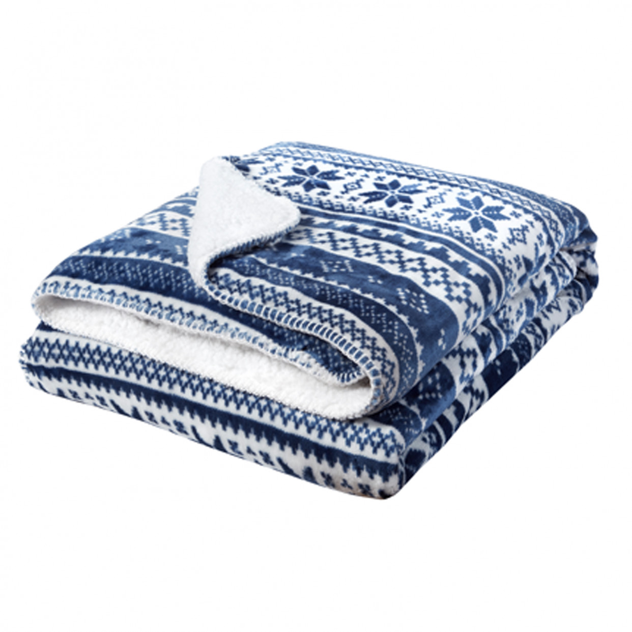 OHS Nordic Sherpa Fleece Throw - 125x150cm - Blue>