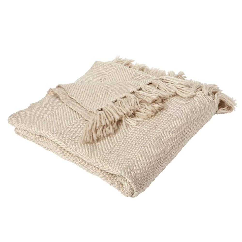 Sienna Home Large Shimmer Knit Tassel Throw, Stone - 150 x 180cm>