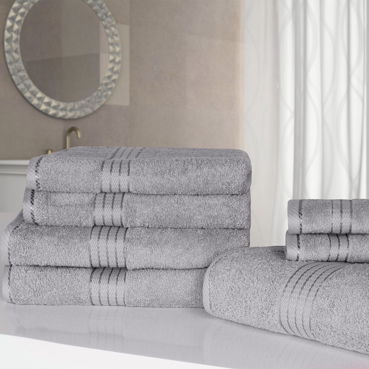 7 Piece Towel Bale Set 500 GSM - 100% Cotton - Silver>