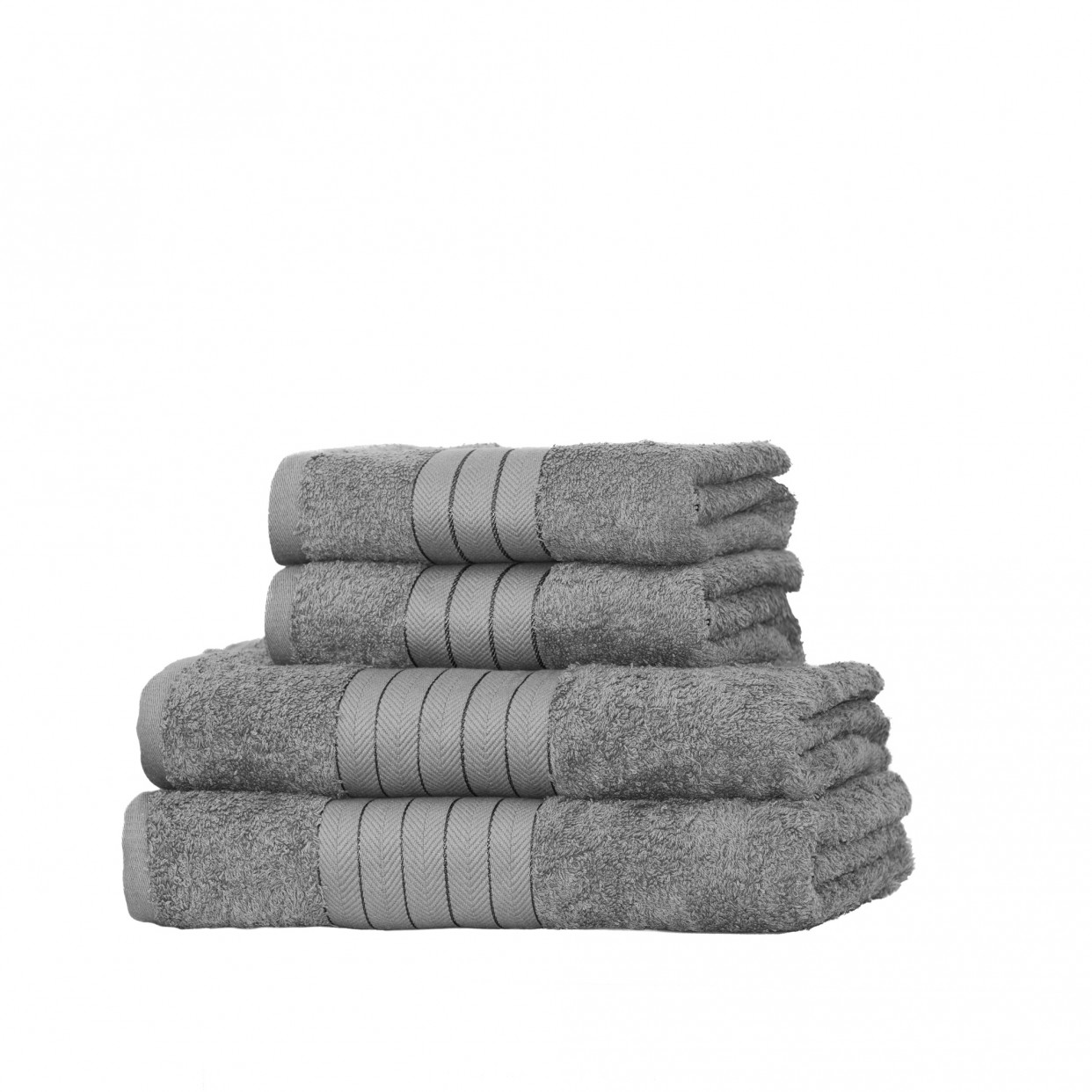 100% Cotton Soft Towel Bale 4 Piece Set - Silver>
