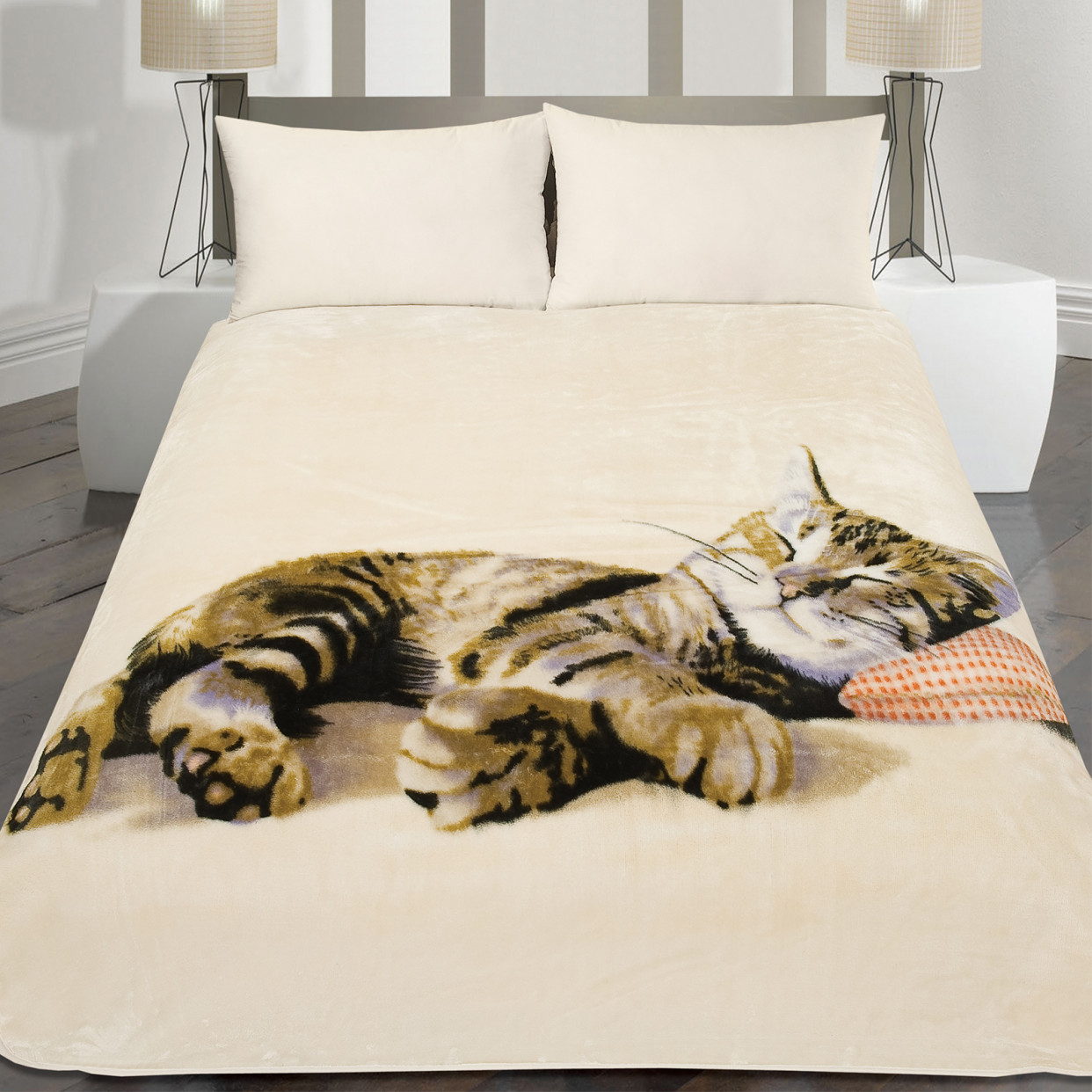 Animal Faux Fur Mink Bed Throw Sleeping Kitten Cat 150 x 200>