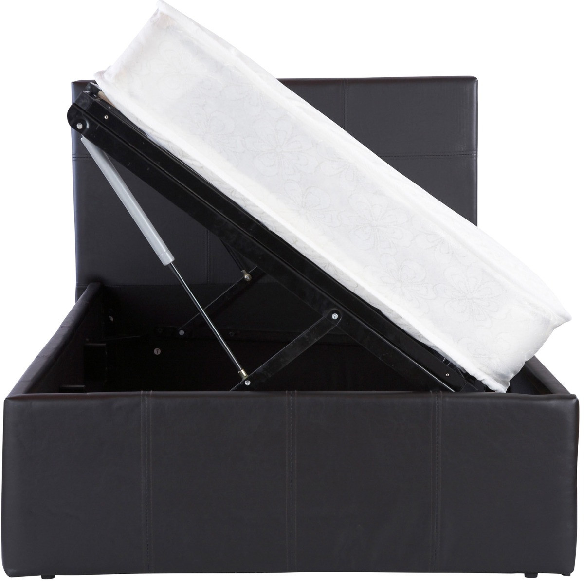 Side Lift Ottoman Storage Bed, 4ft 6 Double - Black>