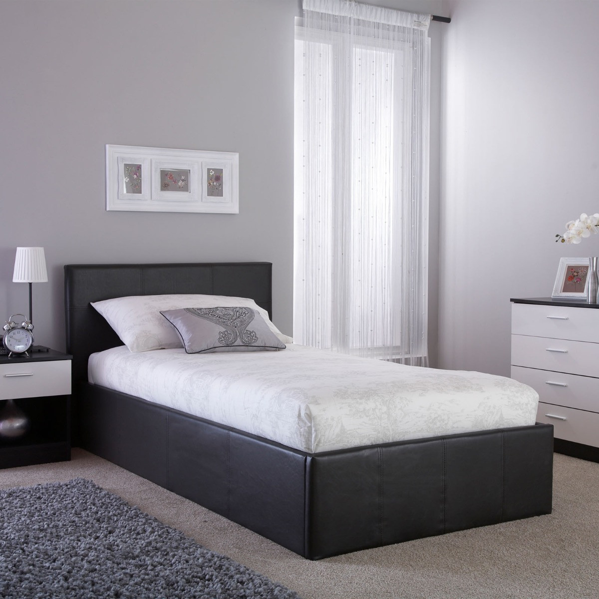 Side Lift Ottoman Storage Bed - Black>