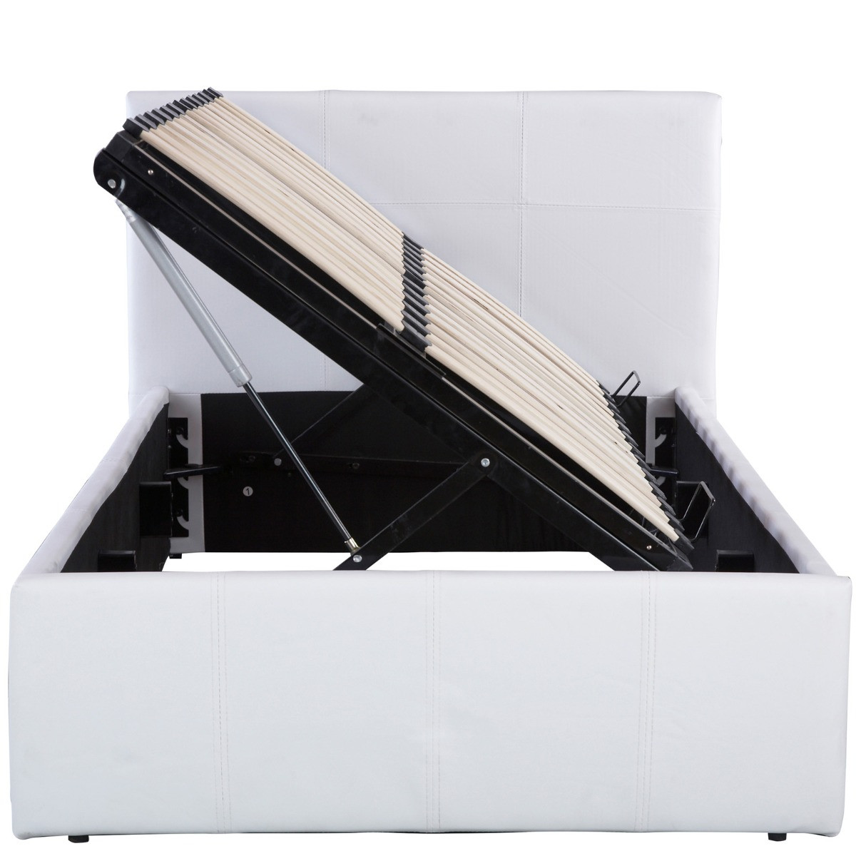 Side Lift Ottoman Storage Bed - White>