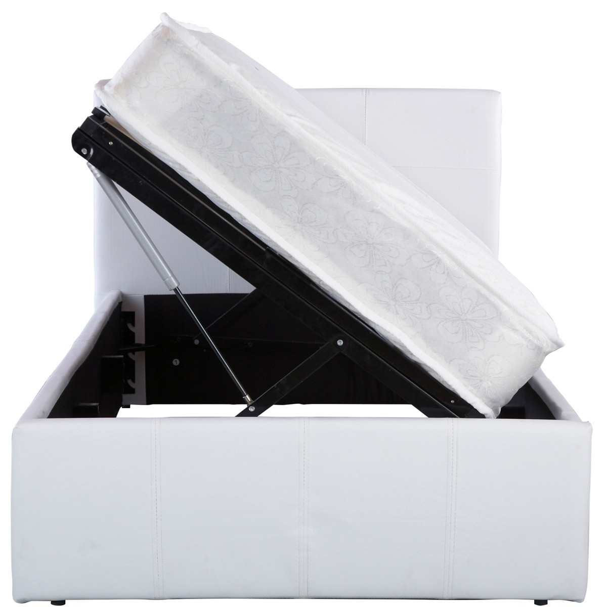 Side Lift Ottoman Storage Bed, 4ft 6 Double - White>