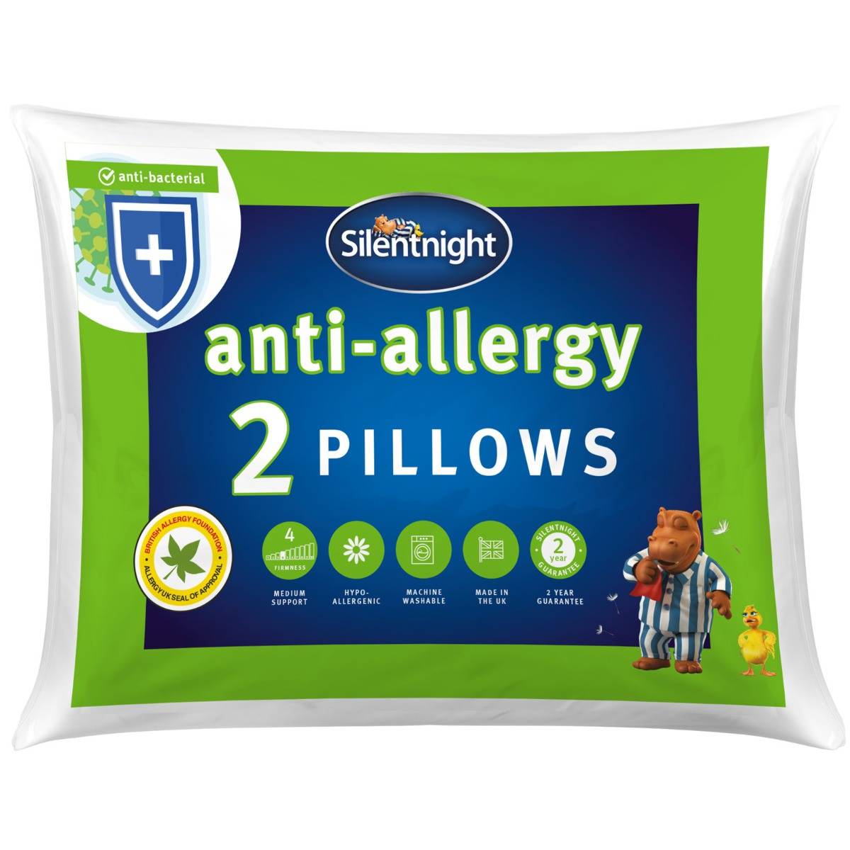 Silentnight AntiAllergy Pillow, White 2 Pack