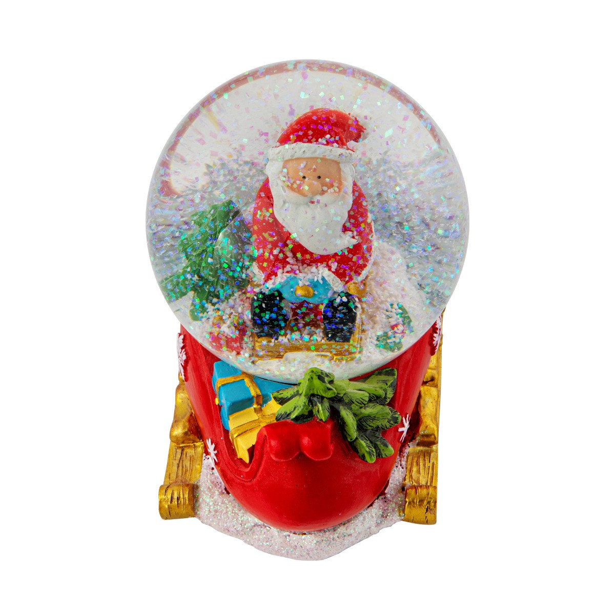 OHS Santa's Sleigh Light Up Musical Snow Globe - Multi>