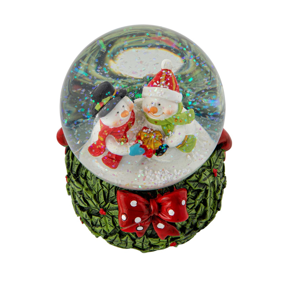 OHS Mr & Mrs Snowman Light Up Musical Snow Globe - Multi>