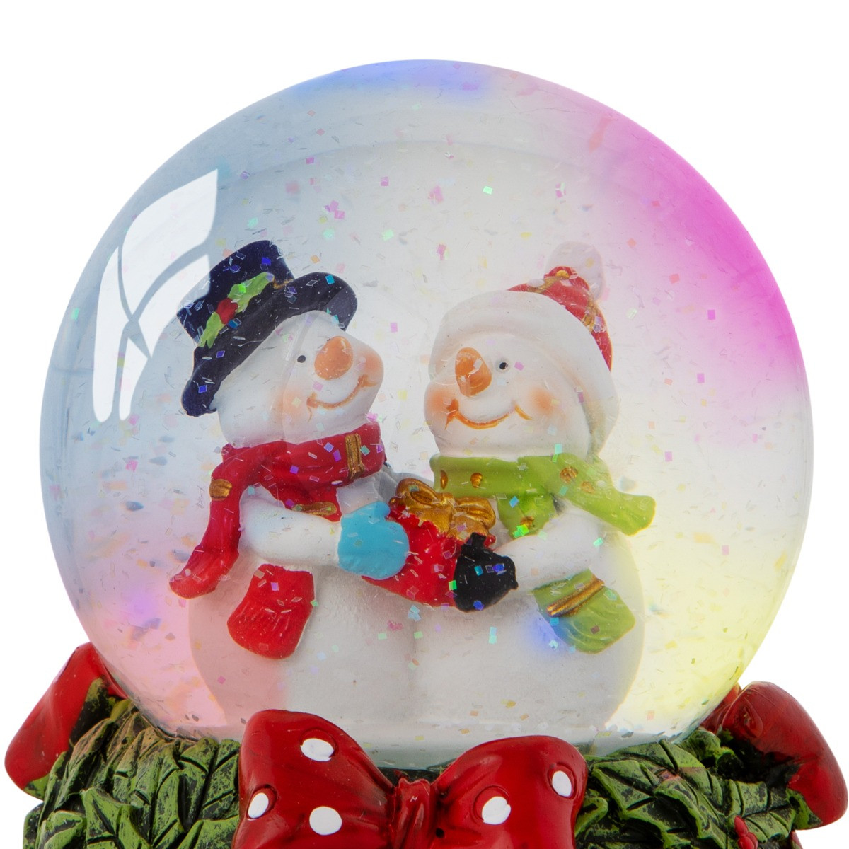 OHS Mr & Mrs Snowman Light Up Musical Snow Globe - Multi>