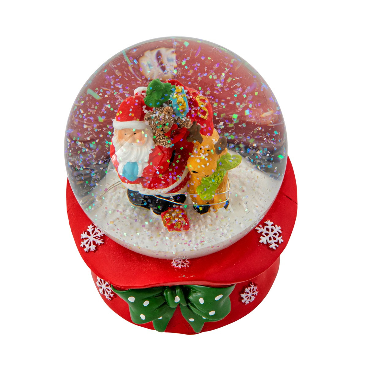 OHS Santa & Rudolph Light Up Musical Snow Globe - Multi>