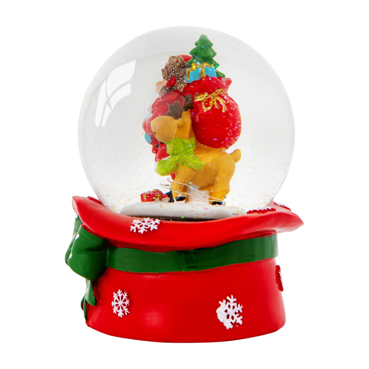 OHS Santa & Rudolph Light Up Musical Snow Globe - Multi>