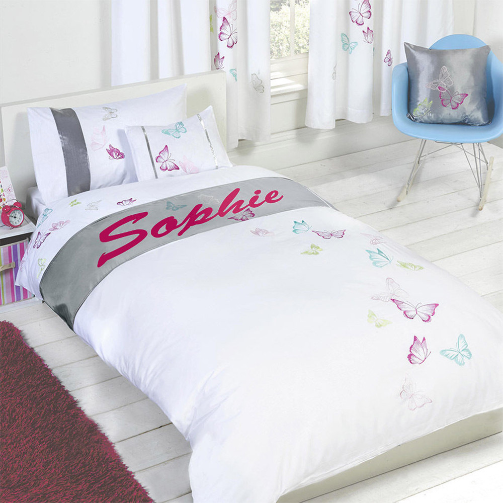 Tobias Baker Personalised Butterfly Duvet Cover Pillow Case Bedding Set - Sophie, Double>