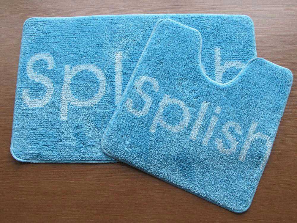 Splish Splash Printed Dye Bath Mat and Pedestal Sets - Aqua>