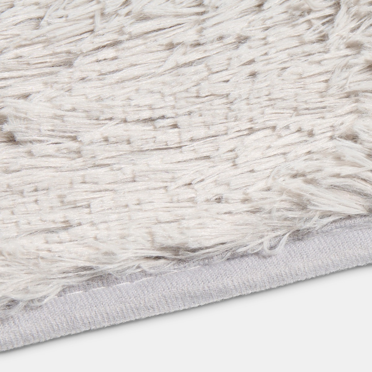 OHS Soft Fluffy Rug Anti-Slip Plain Shaggy Floor Mat, Silver - 80 x 150cm>