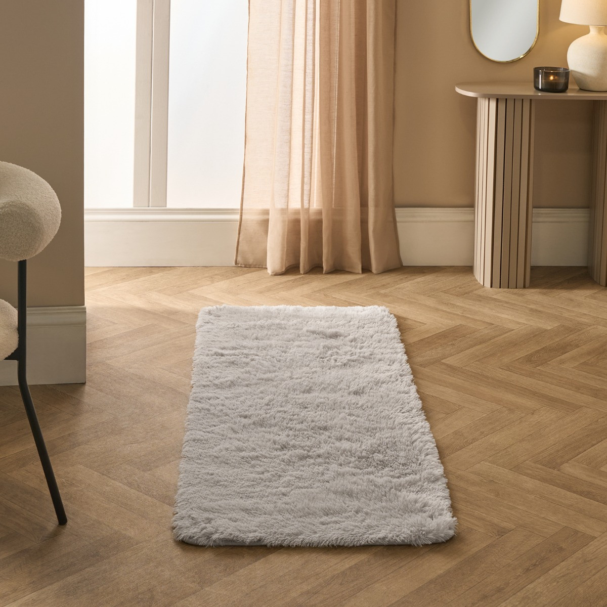 OHS Soft Fluffy Rug Runner - Silver>