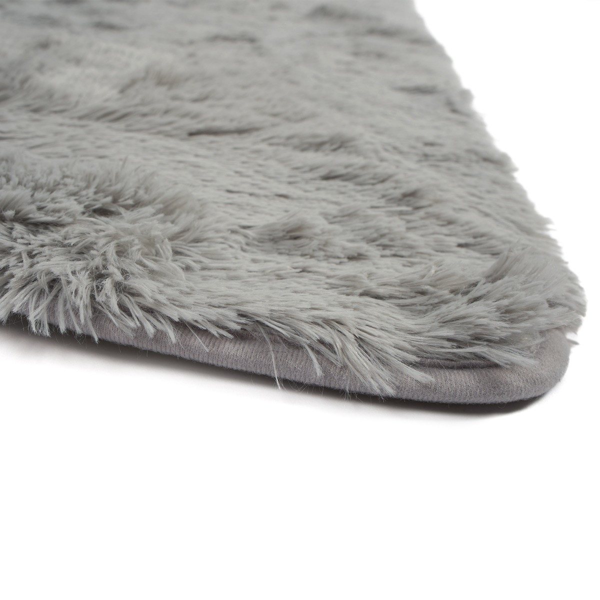Sienna Soft Fluffy Rug Runner, Silver 60 x 150cm
