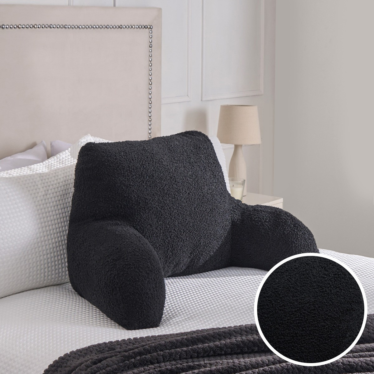 OHS Boucle Cuddle Cushion - Black>