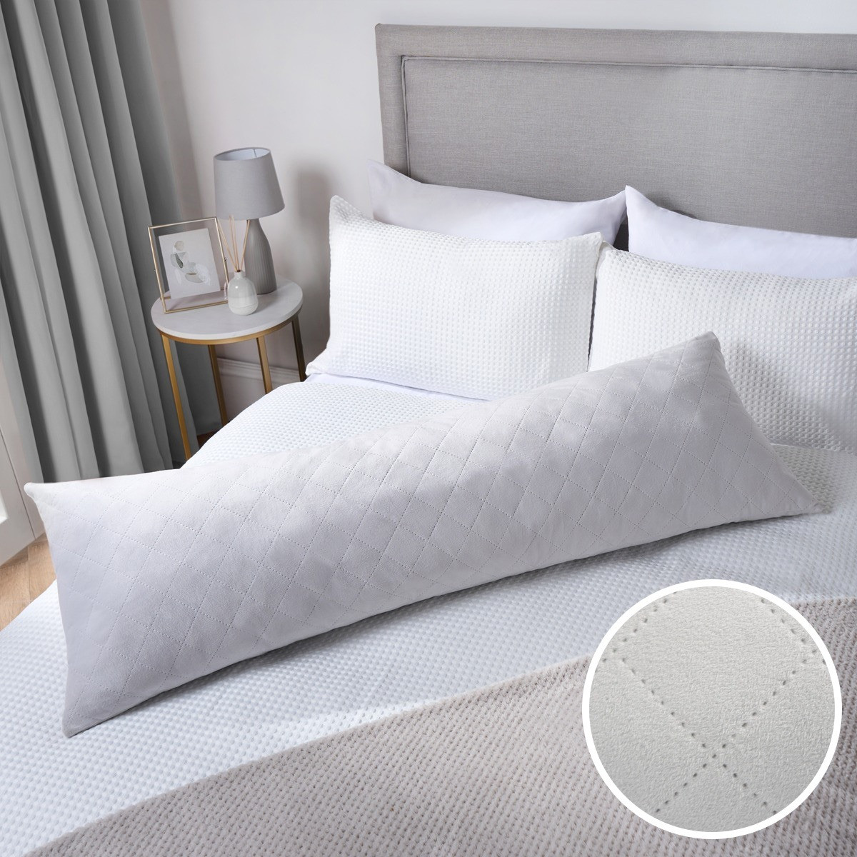 OHS Matte Velvet Pinsonic Bolster Pillow - Grey>