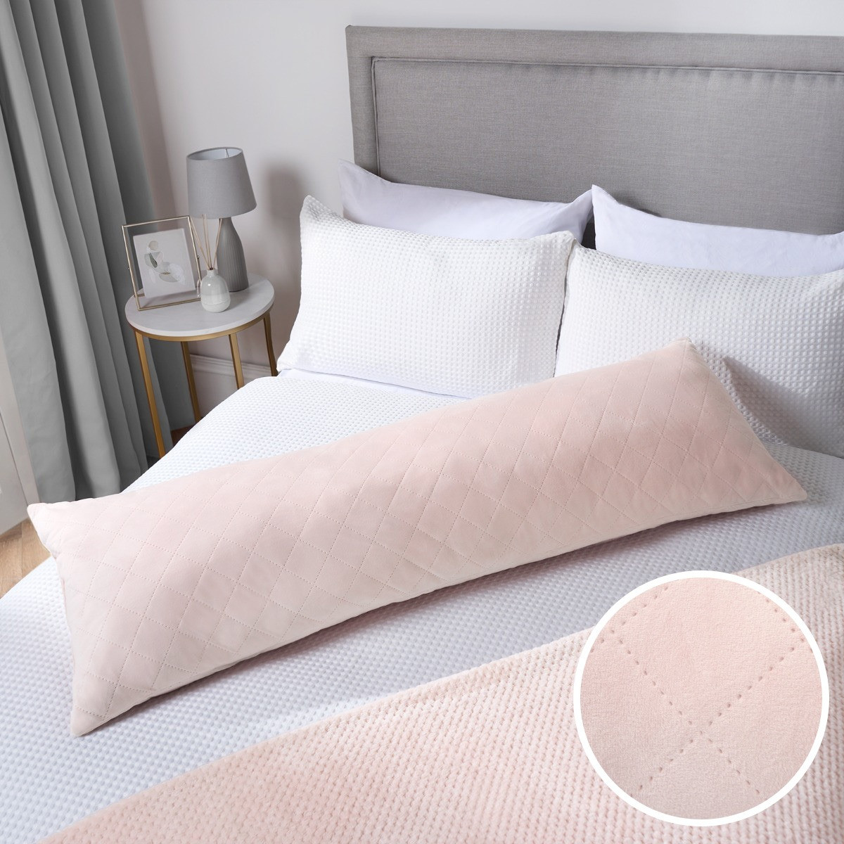 OHS Matte Velvet Pinsonic Bolster Pillow - Blush>