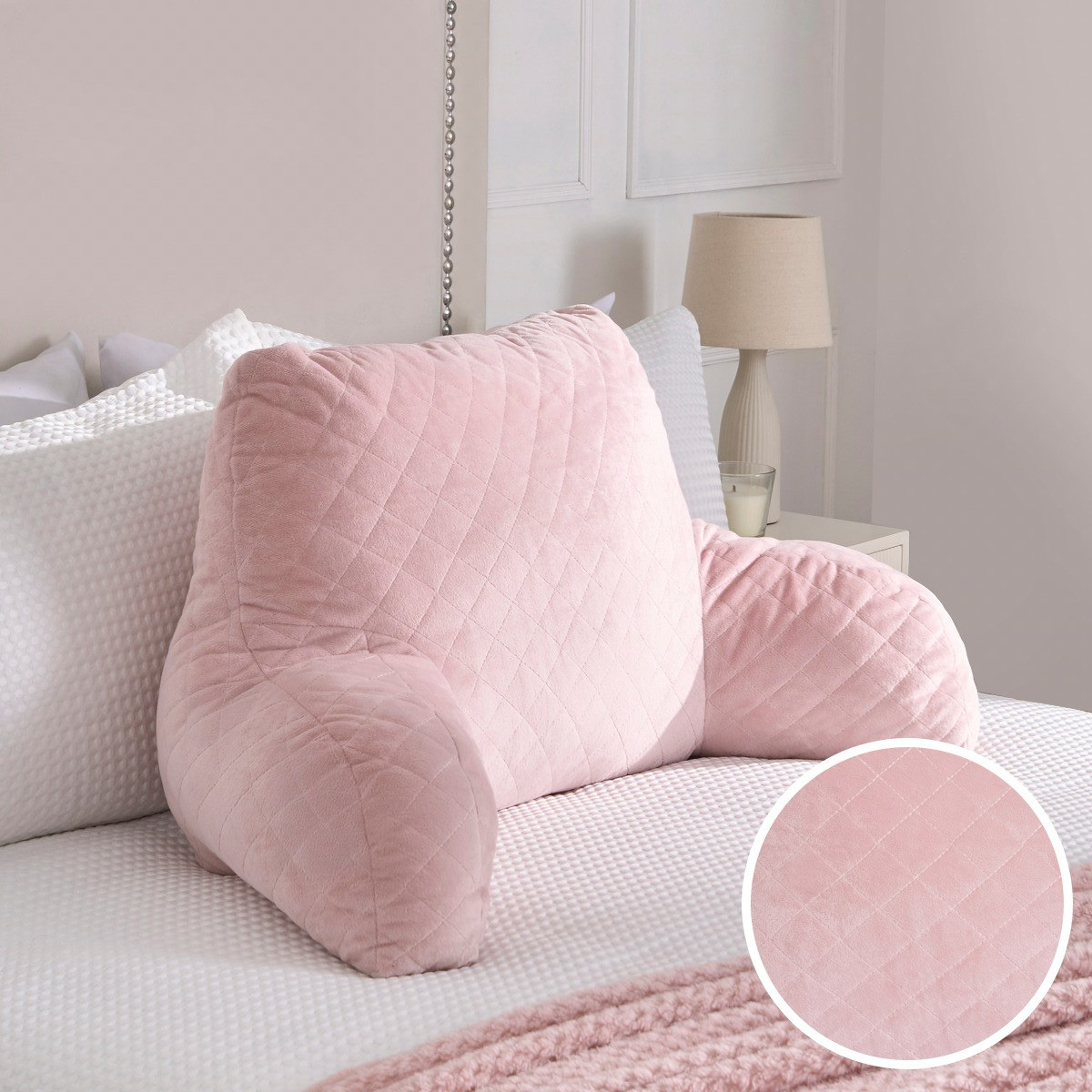 OHS Matte Velvet Quilted Cuddle Cushion - Blush >