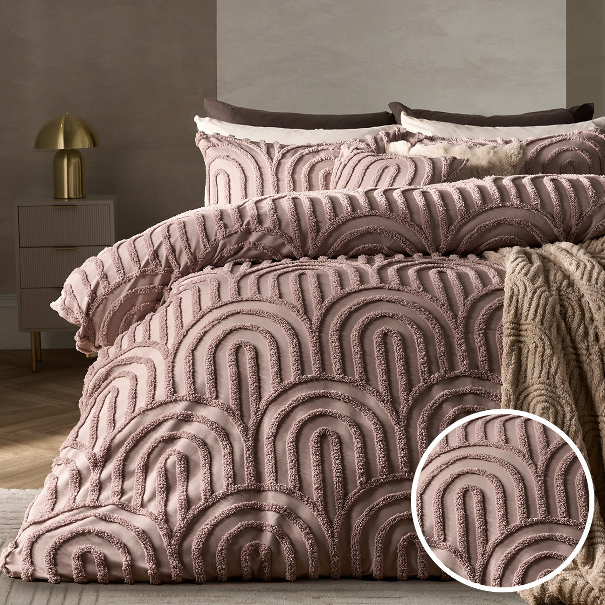 OHS Tufted Arches Duvet Cover Set, Natural - King>
