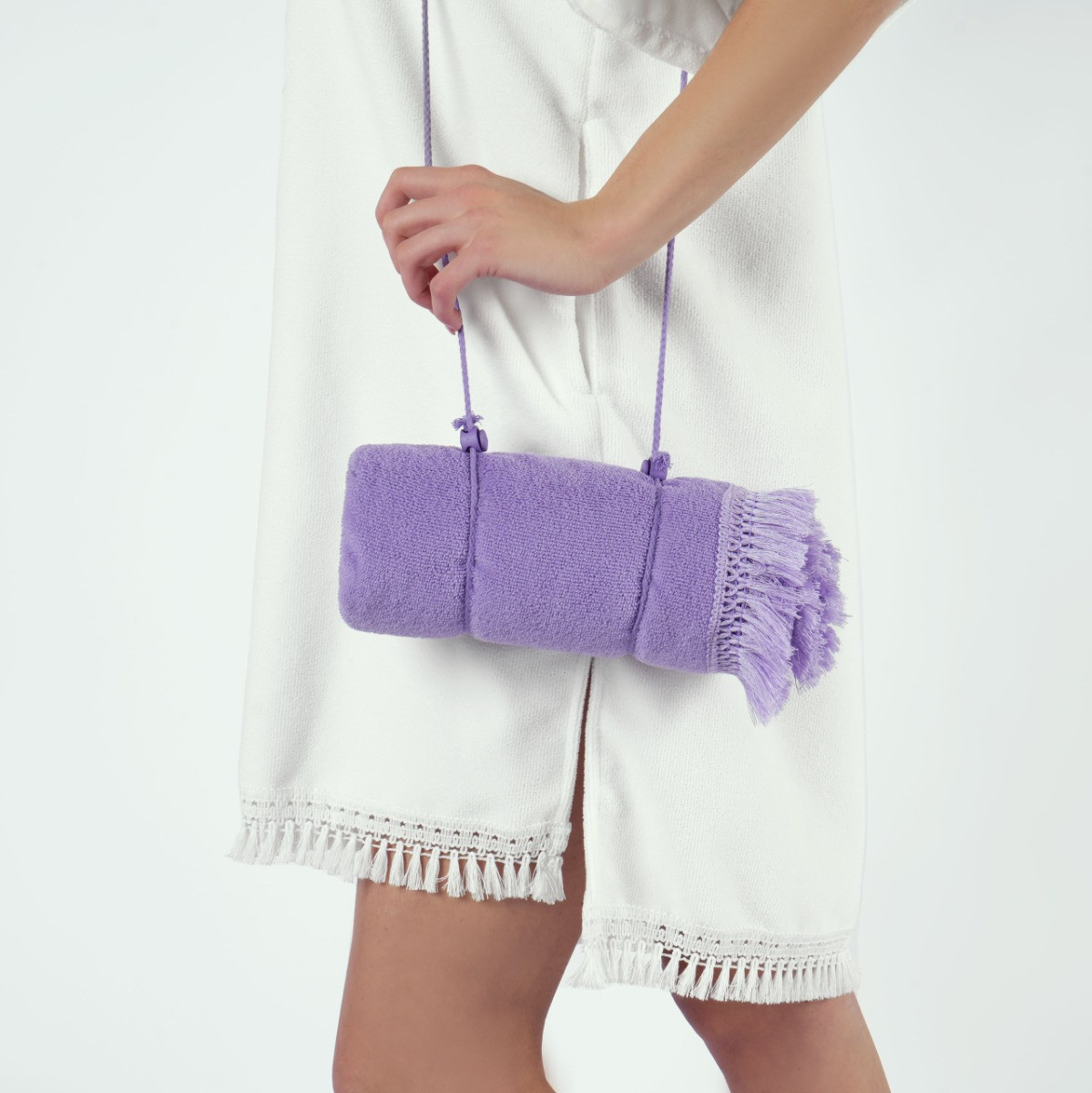 Sienna Tassel Beach Towel Bag - Lilac>
