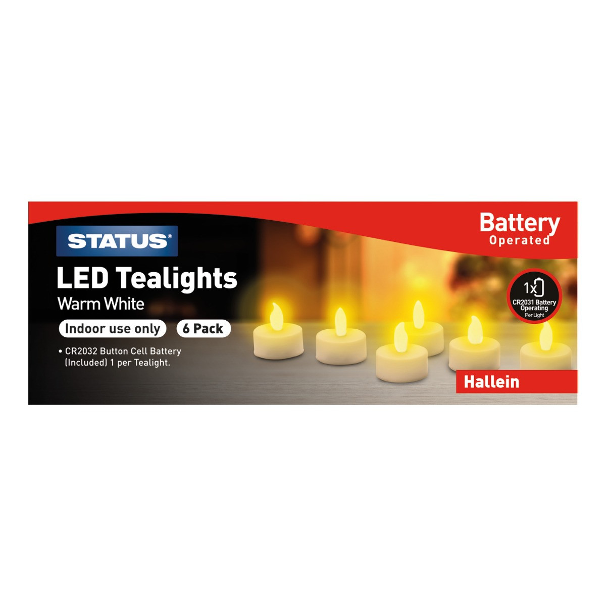 Status LED Tea Lights, Warm 6pk