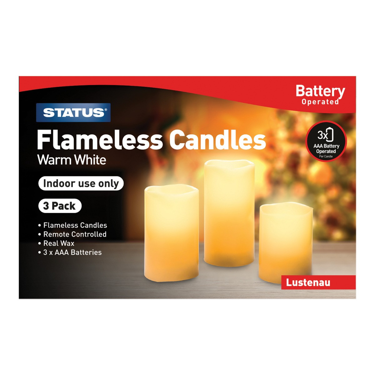 Status LED Flameless Candle Lights - 3pk>