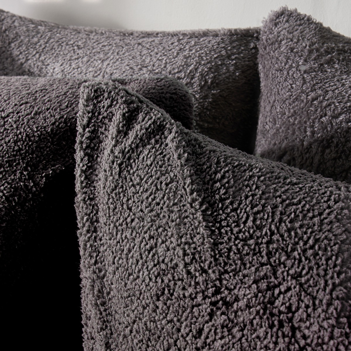 OHS Teddy Fleece Duvet Cover Set, Charcoal - King>