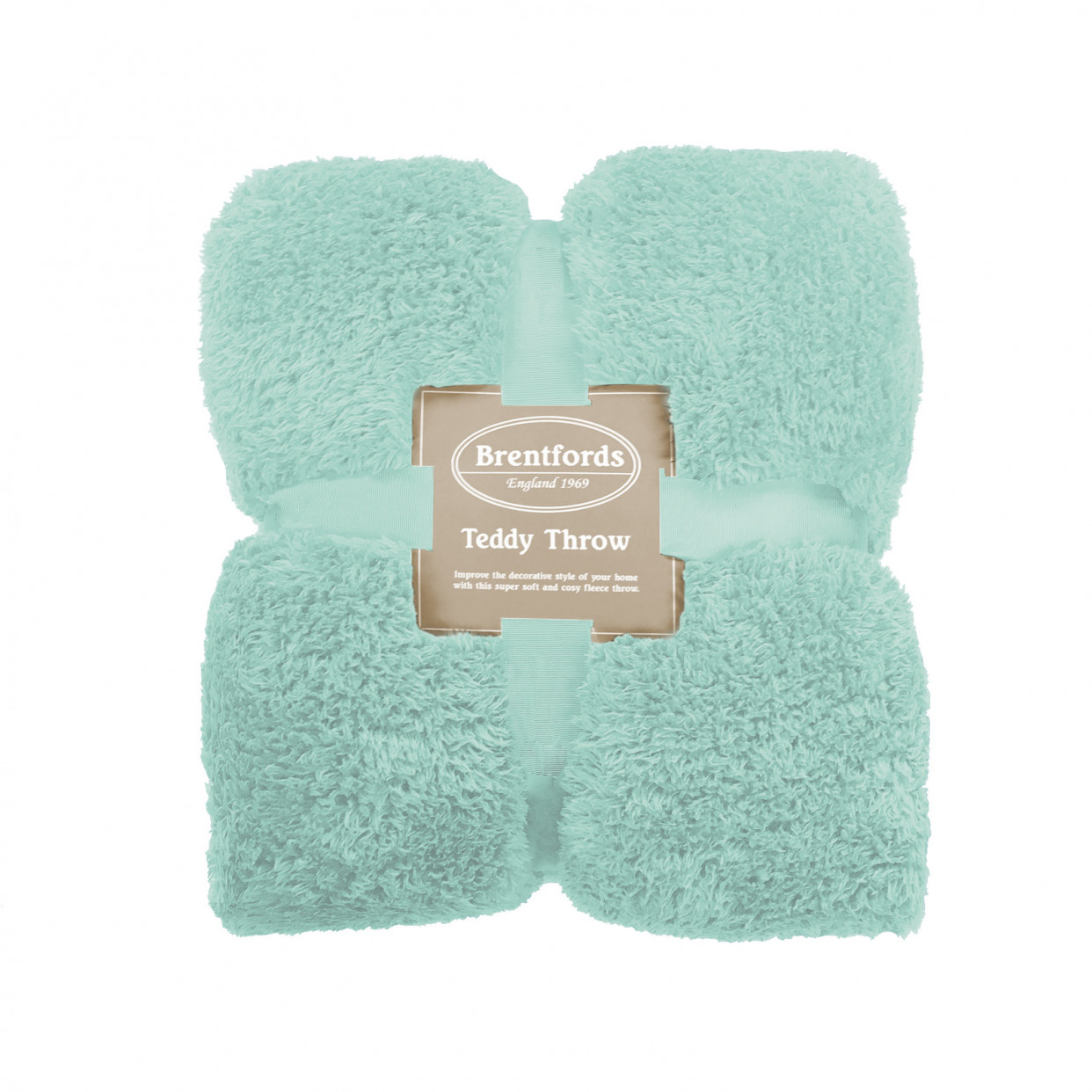 OHS Teddy Fleece Throw Over Blanket, Duck Egg Blue - 100 x 150cm>