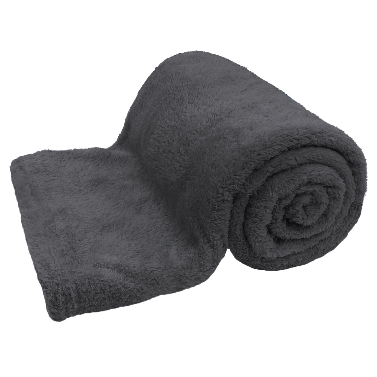 Brentfords Teddy Fleece Blanket Soft Throw Over Bed, Charcoal Grey - 150 x 200cm>