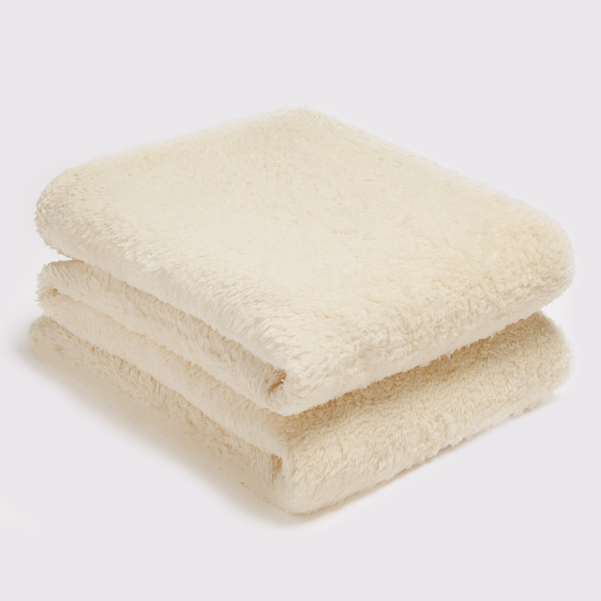 Brentfords Teddy Fleece Blanket Soft Throw Over Bed, Cream - 125 x 150cm>