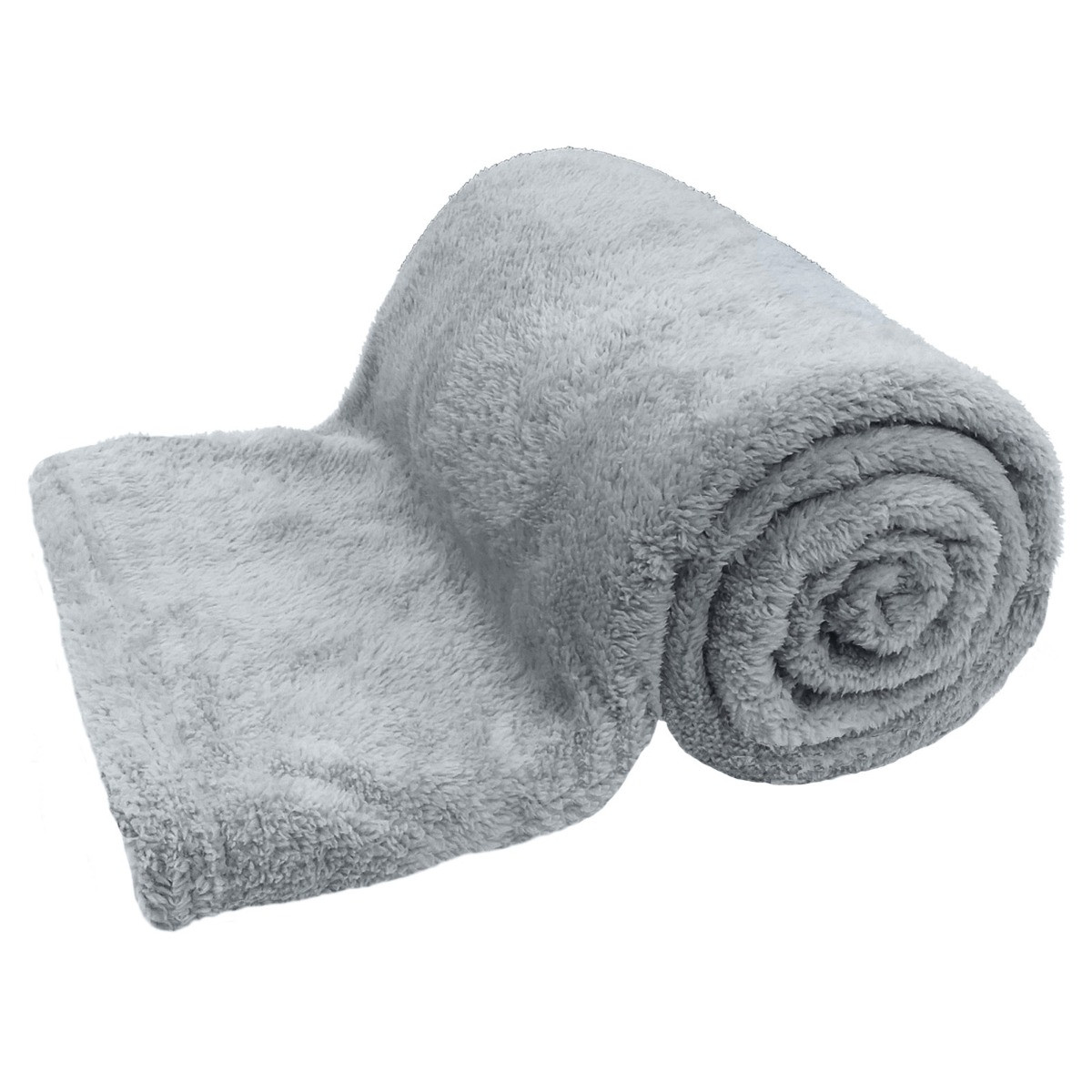 Brentfords Teddy Fleece Blanket Soft Throw Over Bed, Silver Grey - 150 x 200cm>