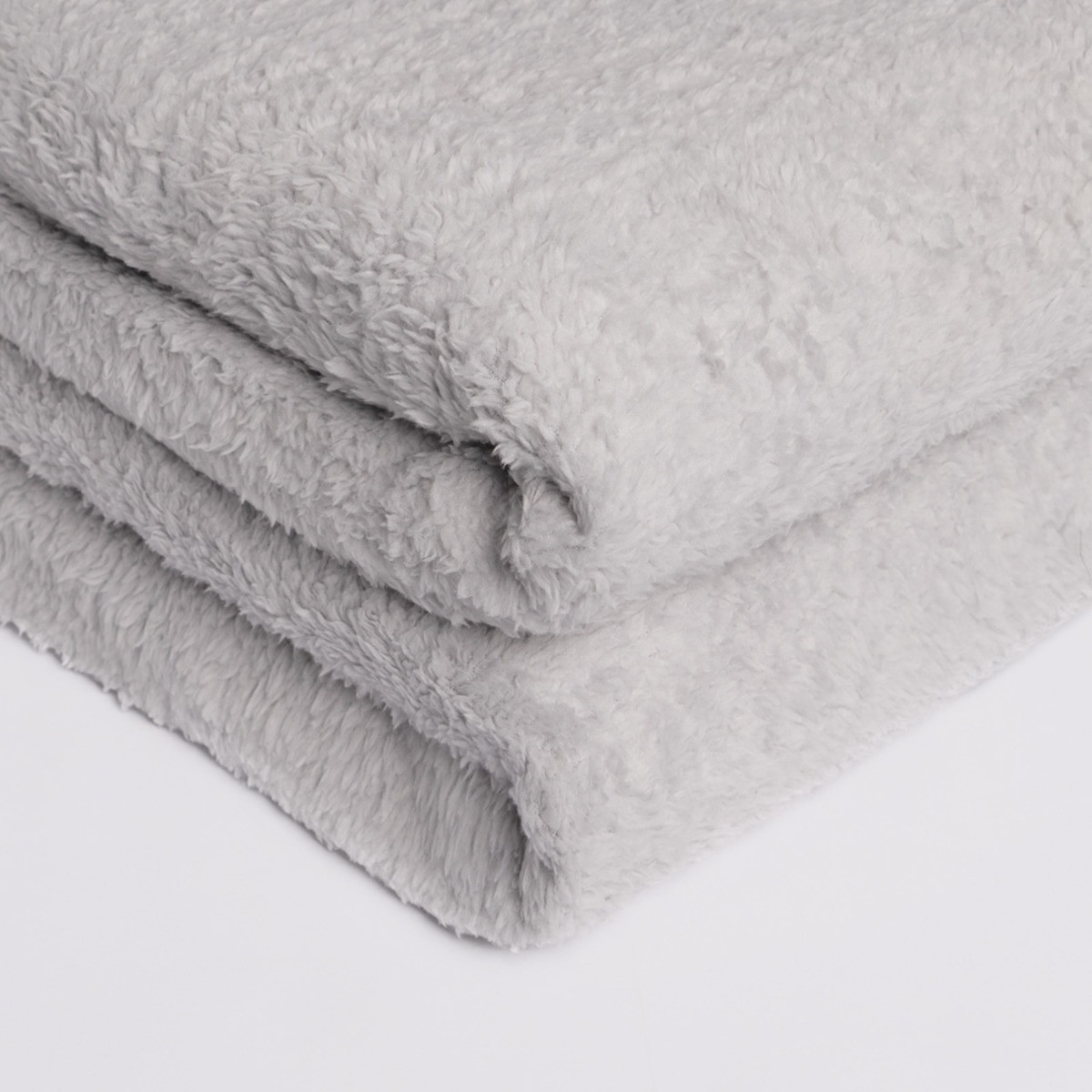 Brentfords Teddy Fleece Blanket Soft Throw Over Bed, Silver Grey - 150 x 200cm>