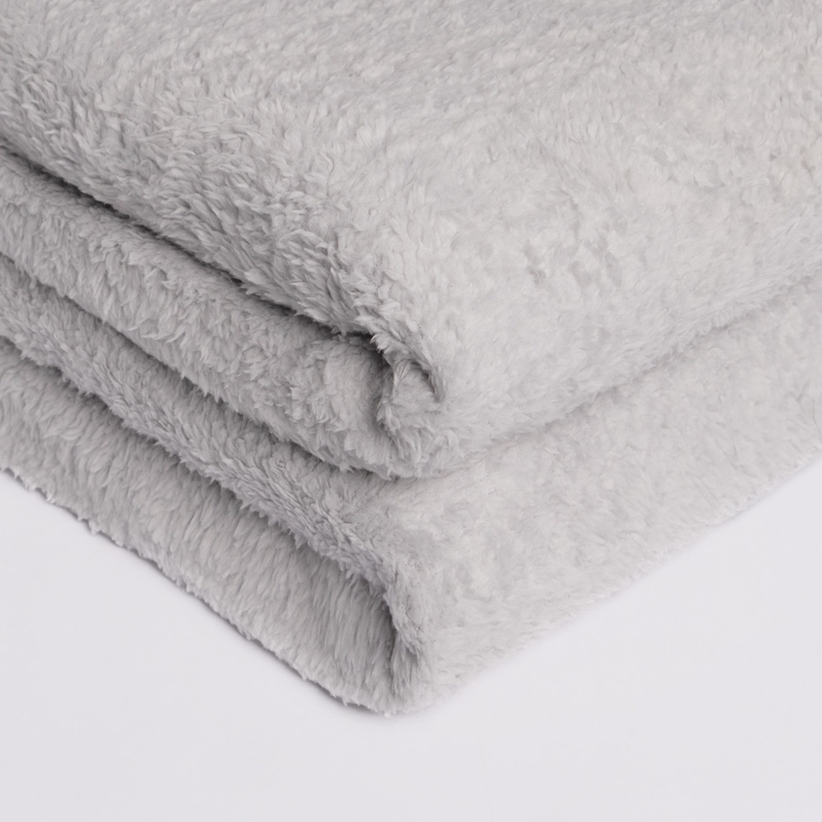 OHS Teddy Fleece Blanket Soft Throw Over Bed, Silver Grey - 200 x 240cm>