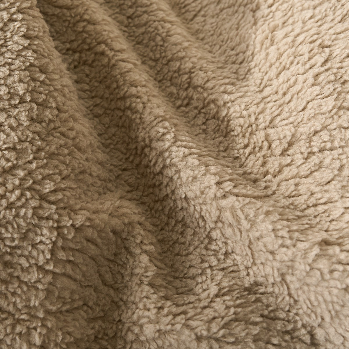 OHS Teddy Fleece Duvet Cover Set, Stone - Super King>