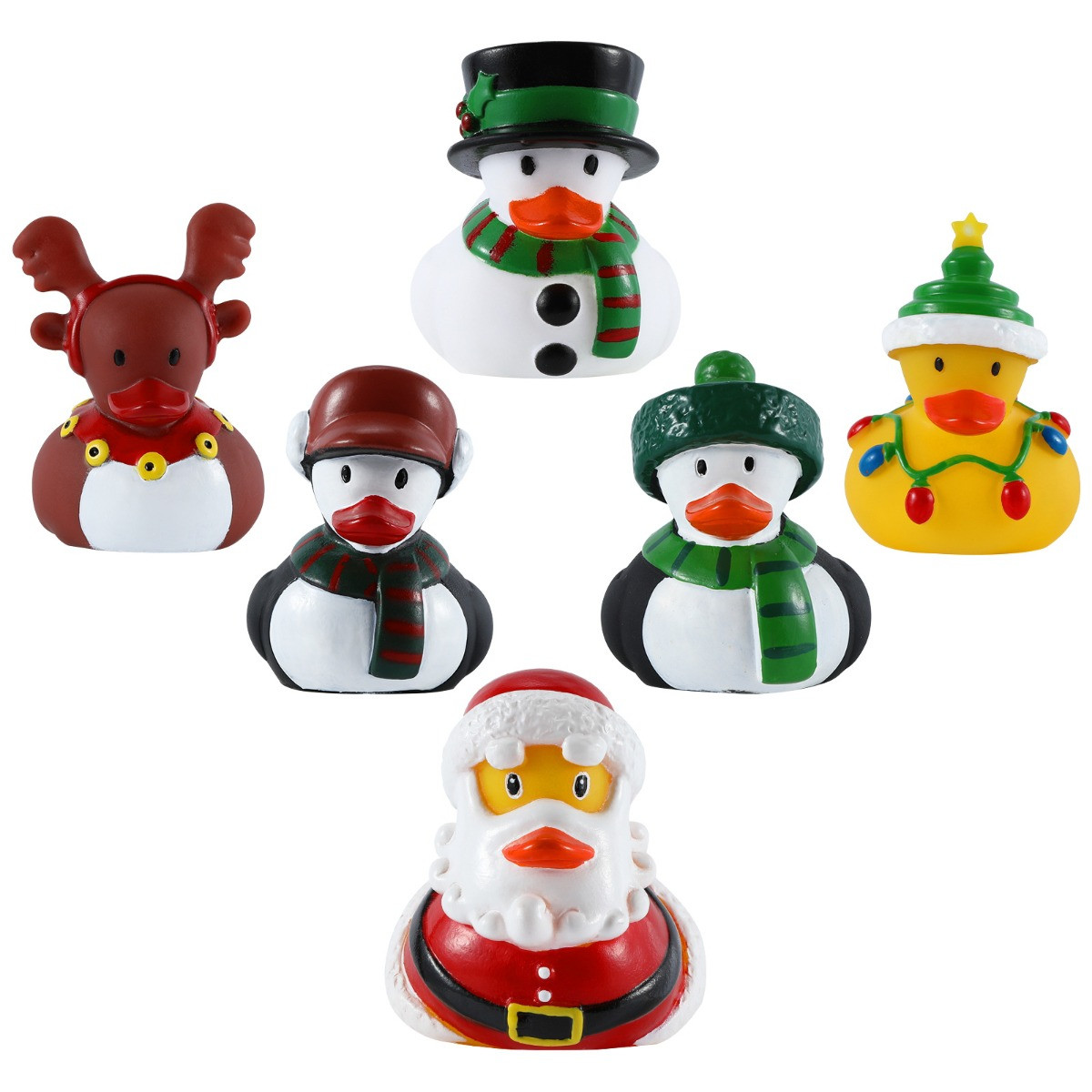 OHS Quackers Christmas Rubber Ducks Bath Toys, Multi - 6 Pack>