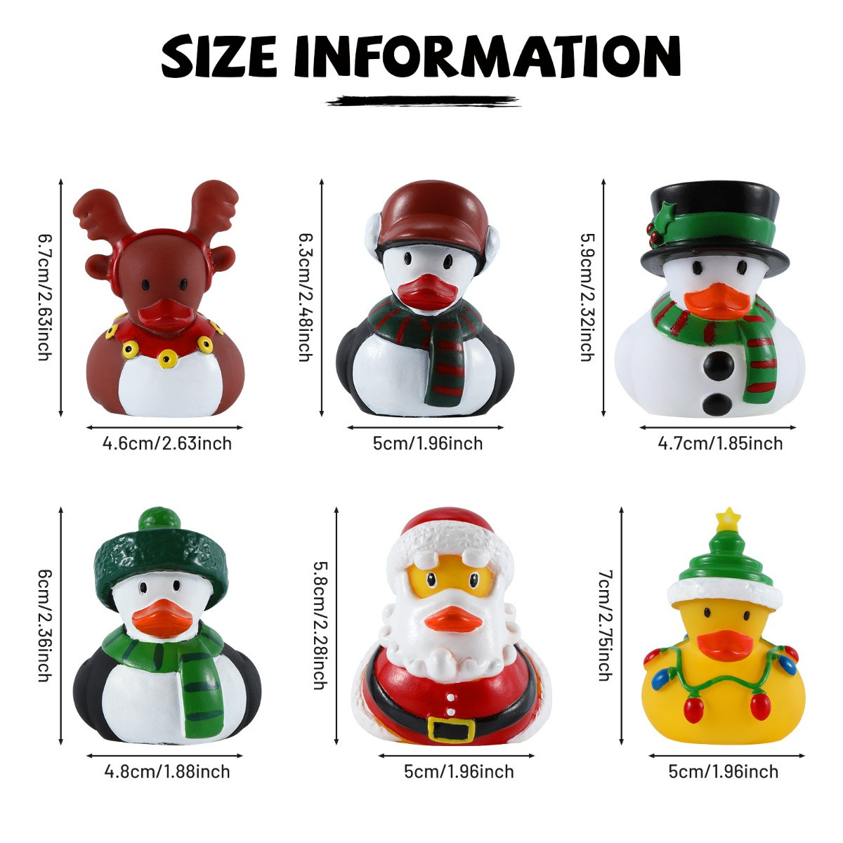 OHS Quackers Christmas Rubber Ducks Bath Toys, Multi - 6 Pack>