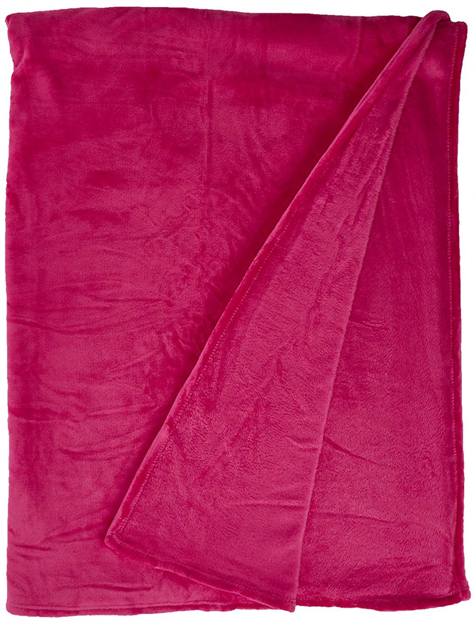 Ultra Soft Throw Fleece Blanket - Fuscia>