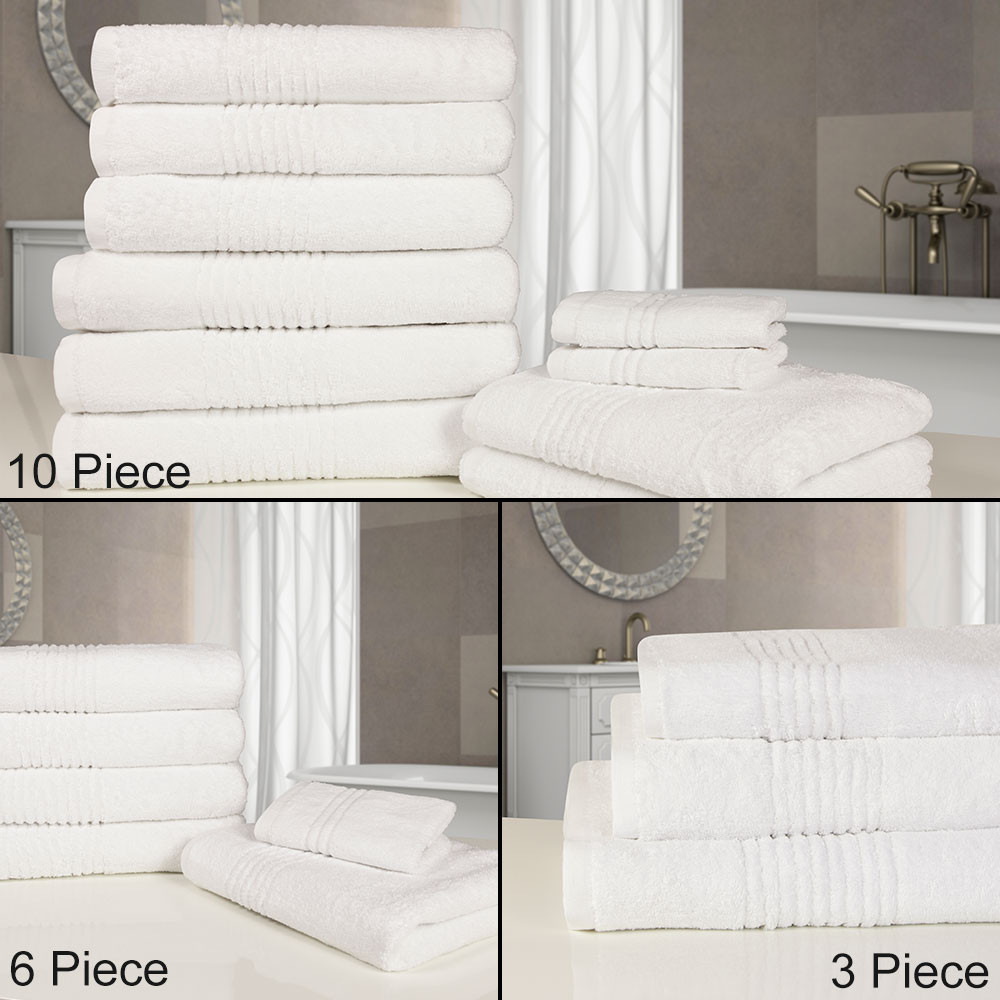 6 Piece Towel Bale Set - 100% Cotton - White>