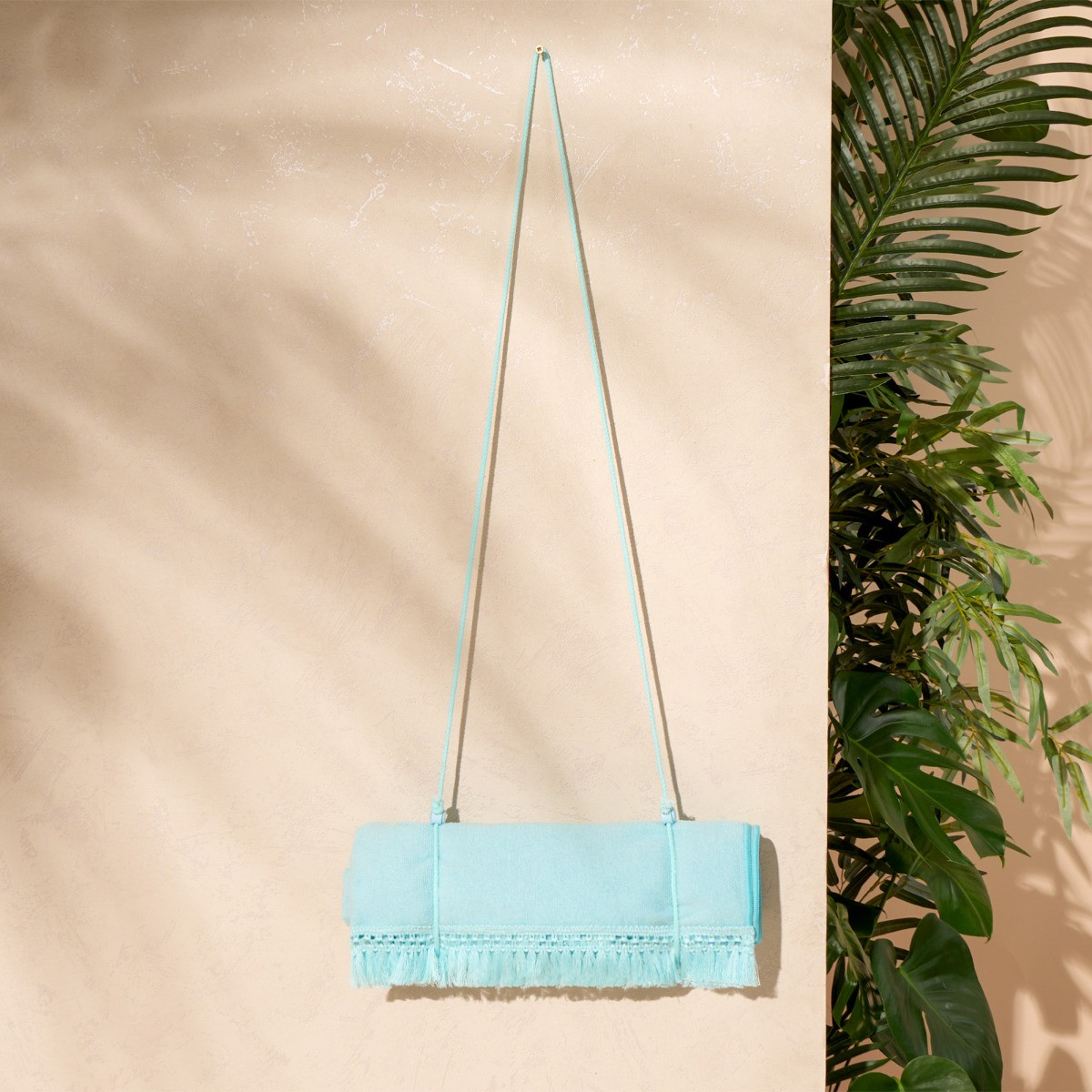 Sienna Tassel Beach Towel Bag - Sky Blue>