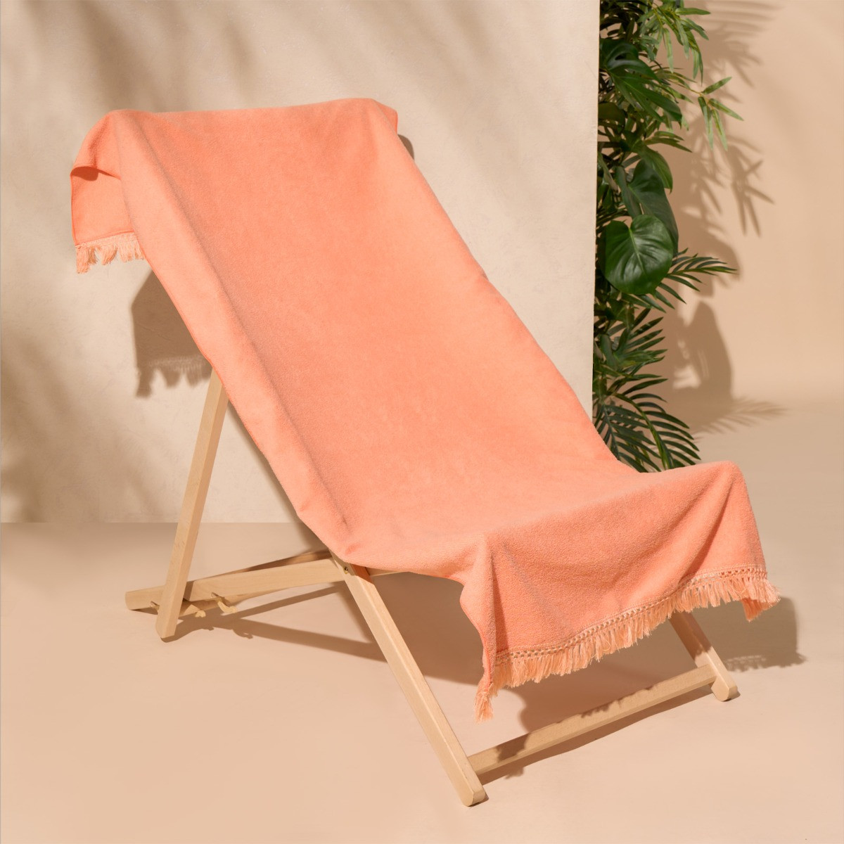 Sienna Tassel Beach Towel Bag - Coral Orange>